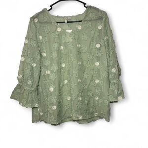 C Est 1946 Small Green Polka Dot Sheer Blouse NWT Preppy